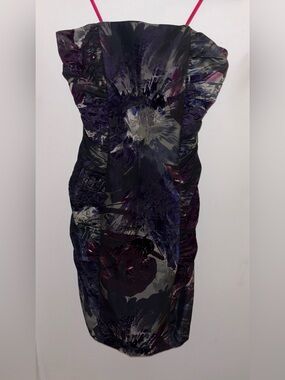 Betsey Johnson Velvet Flocked Taffeta Bustle Dress, size 4